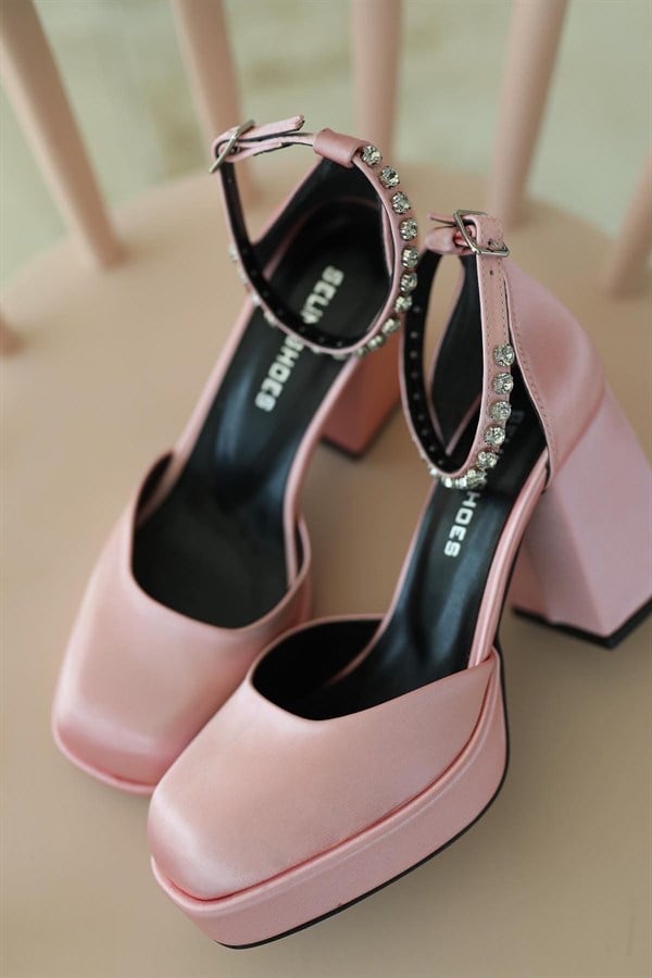 Mathilda Platform Taş Detay Topuklu Kadın Ayakkabı - PEMBE