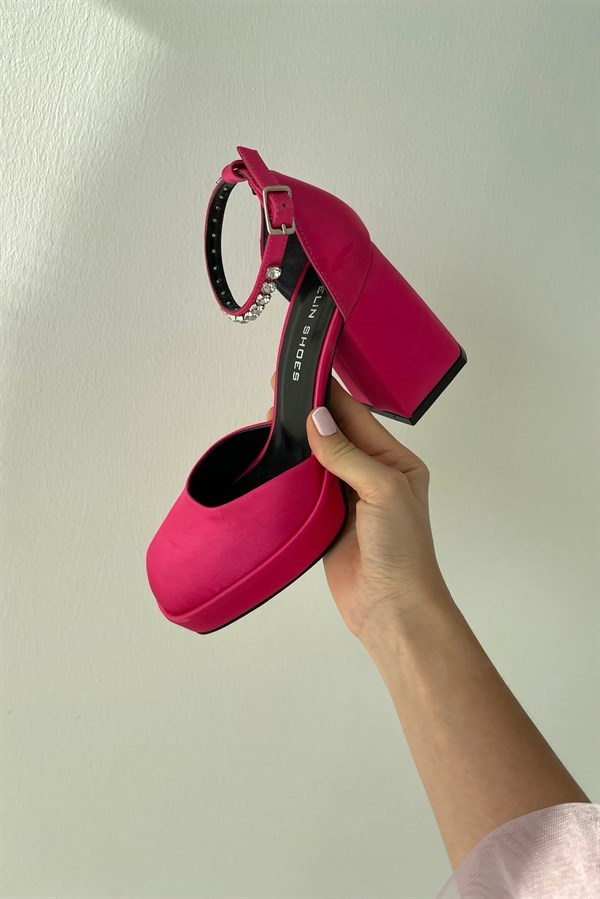 Mathilda Platform Taş Detay Topuklu Kadın Ayakkabı - FUŞYA