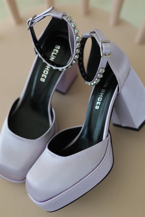 Mathilda Platform Taş Detay Topuklu Kadın Ayakkabı - LİLA