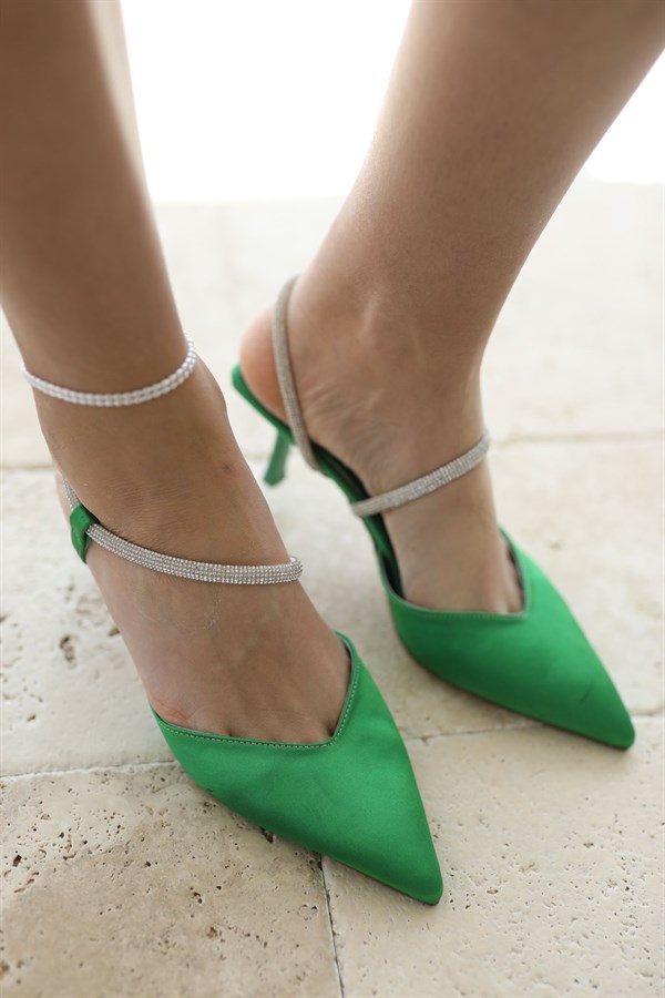 Misty Taş Detaylı Kadın Topuklu Ayakkabı - YEŞİL