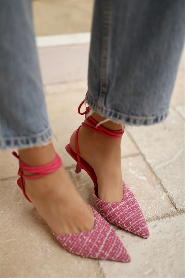 Sophia Tüvit Kumaş Kadın Topuklu Ayakkabı - FUŞYA